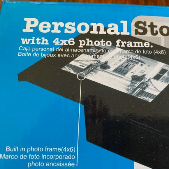 Keepsafe * BLACK WOOD Personal STORAGE BOX * 4x6 Photo top (slides open) * GIFT - Picture 3 of 4